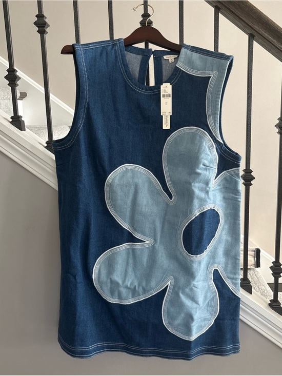 Pilcro Dresses & Skirts - Pilcro Denim Shift Dress with Light-Blue Floral Appliqué